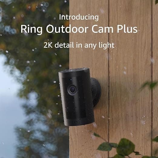 Introducing Ring Outdoor Cam Plus, Battery — Wide-Angle 2K Video with Ring Vision, Low-Light Sight for full-color night vision, Mount-Anywhere Versatility, Black