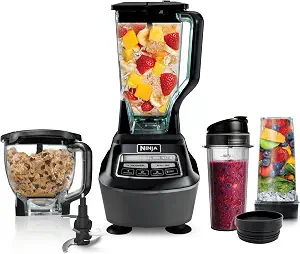 Ninja Mega Kitchen System, 1500W, 72oz Pitcher, 8-Cup, Black, BL770 | 1500W all-in-one blends smoothies, processes salsa & dough. 72-oz pitcher, 8-cup processor bowl, (2) 16-oz cups.