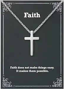 Faith Cross Pendant Necklace for Men Religious Christian Jewelry Gifts for Son
