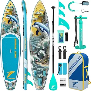 11'/11'6" x 33"/34" x 6" TIDETREK Inflatable SUP Paddle Board – Extra-Wide, Stable Stand Up Paddle Board with Premium Full Accessory Set for Adults & Youth