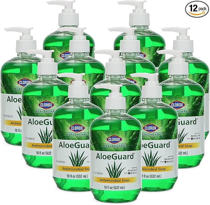 Clorox Healthcare AloeGuard Antimicrobial Hand Soap for Healthcare Professionals - Liquid Hand Wash for Everyday Use with Aloe Vera to Soothe &amp; Moisturize Hands, 18 Fl Oz - 12 Pack
