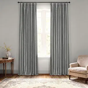 HPD Half Price Drapes Faux Silk Blackout Curtains 120 Inches Long for Bedroom & Living Room Vintage Textured Blackout Curtain (1 Panel), 50W x 120L, Storm Grey