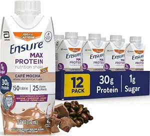Ensure Max Protein Café Mocha Shake, 30g High Protein, 12 Pack
