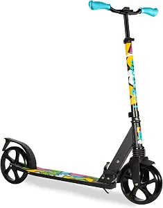 LaScoota Kick Scooter for Kids Ages 6+, Teens & Adults, Large 8" Sturdy Urethane Wheels. Adjustable Handlebar, Lightweight, Foldable, 220lbs Max Load