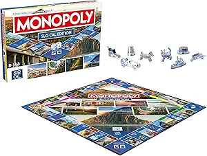 Monopoly Board Game SLO Cal Edition : 2-6 Players Family Board Games for Kids and Adults, Board Games for Kids 8 and up, for Kids and Adults, Ideal for Game Night