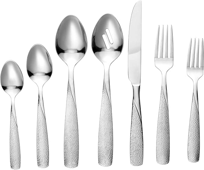 Lorren Home Trends 42 Piece Stainless Steel Flatware Set, Service for 8, Dishwasher Safe