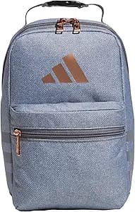 adidas Santiago Lunch Bag Cooler for Women and Men, Insulated Food Container Box with Mesh Pocket, Twill Grey/Rose Gold/3.0, One Size
