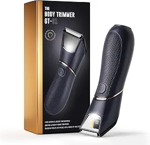 Body Hair Trimmer for Men: Mirror & LED Light, IPX7 Wet or Dry
