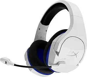 HyperX HHSS1C-KB-WT/G Cloud Stinger Core – Wireless Gaming Headset, for PS4, PS5, PC, Lightweight, Durable Steel Sliders, Noise-Cancelling Microphone - White