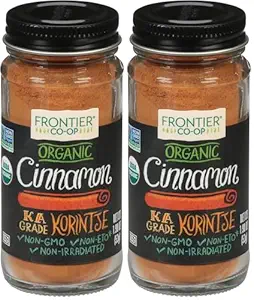 Frontier Co-op Organic Ground Cinnamon, 1.9 Ounce Bottle, Gourmet Quality Cinnamon, Full Balanced Spicy Flavor, Kosher (Pack of 2)