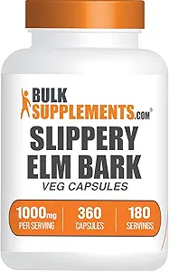 BulkSupplements.com Slippery Elm Bark Extract Capsules - Ulmus Rubra, Slippery Elm Supplement, Herbal Supplement - Gluten Free, 2 Capsules per Serving, 360 Count (Pack of 1)