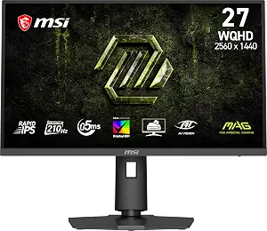 msi MAG 275QPF E21 27-inch 2560 x 1440 (QHD) Gaming Monitor, 210Hz, AMD FreeSync Premium Pro, NVIDIA G-SYNC Compatible, HDMI, DisplayPort, VESA, Tilt, Height Adjustable, Speaker, 0.03ms, Black