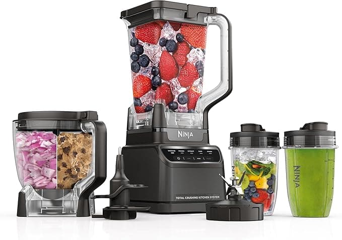 Ninja Blender, Kitchen System for-Smoothie, Frozen, Extract, Chop &amp; Dough, Pitcher, 8-cup Food Processor Bowl, Smoothie Cup, Ninja Total Crushing, 1200 Watt, BPA Free, Dark Grey, BR601AMZ
