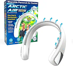Arctic Air Freedom Personal Air Cooler - Portable 3-Speed Neck Fan, Hands-Free Wearable Design, Lightweight, Cordless And Rechargeable