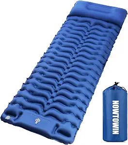 Sleeping Pad for Camping, inflatable sleeping pad Camping Air Mattress | Ultralight Comfort Camping Mattress Bed Compact Portable Sleeping Mat with Pillow Built-In Foot Pump for Backpacking Tent