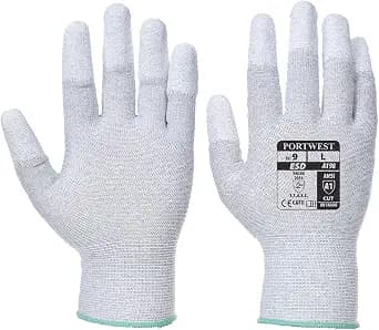Portwest A198 Antistatic Safety Glove with PU Non Slip Fingertip Coating ANSI, Medium