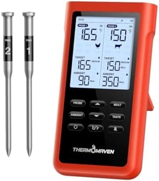 ThermoMaven 3000FT Smart Wireless Meat Thermometer, Sub-1G Long Range, 6 Sensors NIST Certified Accuracy, 2 Thin Probes, Standalone Base with Large LCD for Grill, Smoker, Oven, BBQ