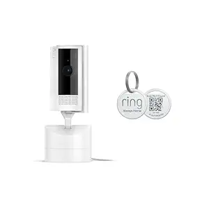 Ring Pan-Tilt Indoor Cam, White with Ring Pet Tag
