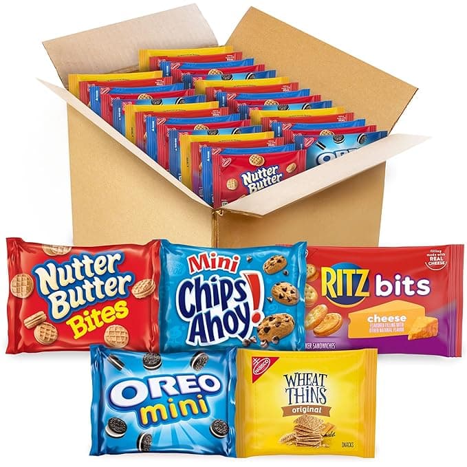 OREO Mini Cookies, Mini CHIPS AHOY! Cookies, RITZ Bits Cheese Crackers, Nutter Butter Bites &amp; Wheat Thins Crackers, Nabisco Cookie &amp; Cracker Variety Pack, 50 Snack Packs