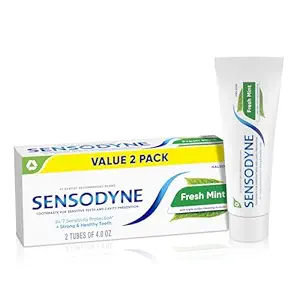 Sensodyne Fresh Mint Sensitive Toothpaste, ADA Accepted Toothpaste for Cavity Prevention and Sensitive Teeth Treatment - 4 Ounces (Pack of 2)