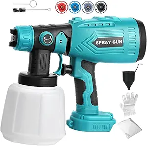Paint Sprayer Compatible with Makita 18V Lithium Battery, Cordless Paint Sprayer HVLP Spray Gun with Copper Nozzle, 200W Power Easy to Clean for Home Interior,Exterior, Renovation(Tool Only)