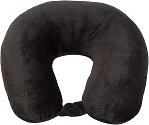 Wolf Essentials Adult Cozy Soft Microfiber Neck Pillow for Travel – Compact, Machine Washable - Perfect for Airplane, Car, or Home Use - Filled and Finished in The USA – Black