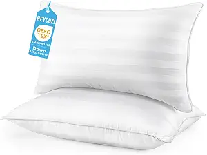 Queen Size Bed Pillows Set of 2 - Breathable Down Alternative Premium Pillows for Side, Back, and Stomach Sleepers Fluffy Hotel Quality Soft Microfiber Fill Skin-Friendly
