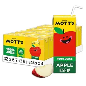 Mott's 100% Original Apple Juice, 6.75 Fl Oz Boxes, 32 Count (4 Packs Of 8), 2 Servings Of Fruit, 100% Fruit Juice, Gluten-free, Caffeine-free, Kosher, Contains No Artificial Colors Or Sweeteners