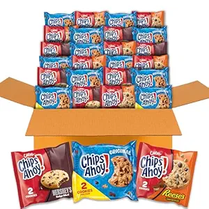 CHIPS AHOY! Cookies Variety Pack, Original Chocolate Chip, Chewy Chocolate Chip with Reese's Peanut Butter Cups & Chewy Hershey's Fudge Filled Soft Cookies, 50 Snack Packs