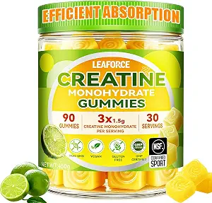 Creatine Monohydrate Gummies for Men & Women, 4.5g Creatine Monohydrate per Serving – Easy Daily Creatine Supplement for Workout & Fitness Support, Vegan, Lemon Flavor, 90 Gummies