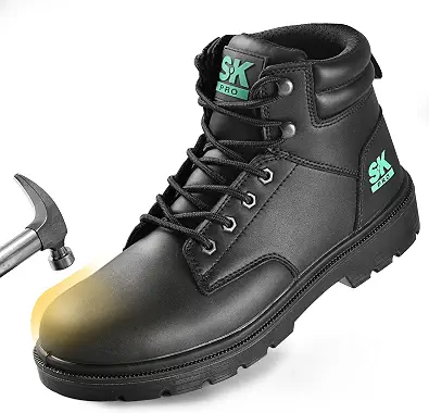 SKPRO Steel Toe Work Boots for Men, Lightweight Safety Shoes Construction | ASTM F2413-24 Standard, Slip & Oil & Water Resistance, Rubber Outsole, EH Protection, PU Foaming, Industrial & Construction