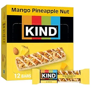 KIND Healthy Snacks Bars, Mango Pineapple Nut, Gluten Free, High Fiber Snacks, 4g Protein, 12 Count