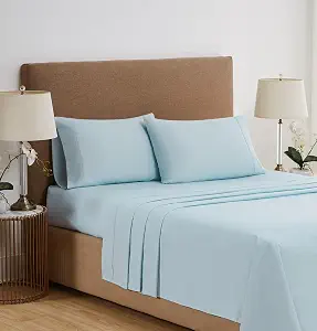 Vince Camuto 1200TC CVC Cooling Standard Pillowcase Pair, Light Blue, Solid Color Themed, Oeko-TEX Certified Confidence
