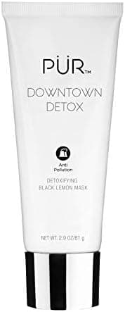 PÜR MINERALS Downtown Detox Detoxifying Black Lemon Face Mask, Helps Draw Out Impurities, Helps Soothe Skin, Charcoal, Lactic Acid & Green Tea Extract