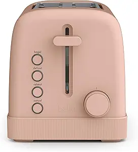 bella 2 Slice Toaster, 6 Setting Shade Control w Reheat, Cancel, Bagel & Defrost Buttons, Removable Crumb Tray, Anti Jam & Auto Shutoff, Auto Centering Guides & Cord Wrap, 900 Watt, Blossom