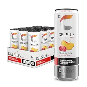 CELSIUS Sparkling Raspberry Peach, Sugar Free Energy Drink, 12 Fl Oz (Pack of 12)