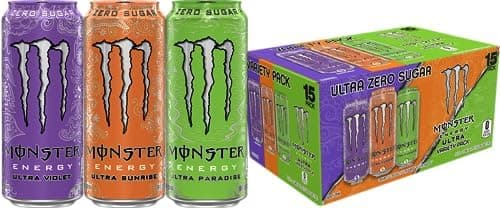 Monster Energy Ultra Variety Pack, POP, Sugar Free Energy Drink, 16 Ounce | Pack of 15
