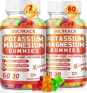 Potassium Citrate Gummies - 1200mg Chewable Potassium Supplement for Men & Women - Supports Leg Cramps & Muscle Health 120 Count