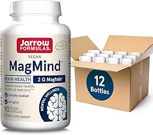 Jarrow Formulas Magnesium L-Threonate, MagMind Magtein Magnesium Supplement, Brain Supplements for Memory Support, 90 Veggie Capsules, Up to a 30 Day Supply
