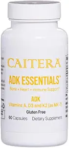 Caitera ADK Essentials Vitamin A, D3 & K2 (MK-7) – Bone, Heart & Immune Support | Vegan, Gluten-Free | 60 Capsules