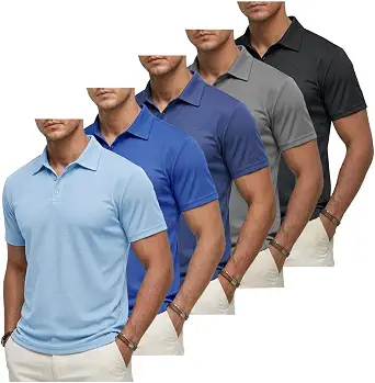 Liloak Polo Shirts for Men Multi Pack Clasiic Plain T-Shirts for Business Casual Golf Work Travel