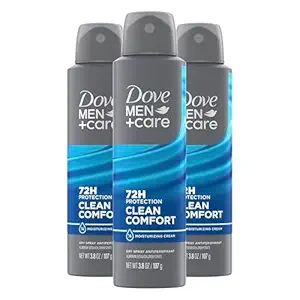 Dove Men+Care Antiperspirant Dry Spray Deodorant for Men Clean Comfort 72 Hour Sweat and Body Odor Protection - 3.8 oz 3 Count