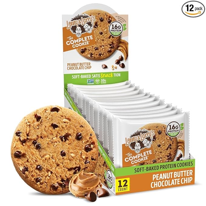 Lenny &amp; Larry's The Complete Cookie, Peanut Butter Chocolate Chip, Soft Baked, 16g Plant Protein, Vegan, Non-GMO, 4 Ounce Cookie (Pack of 12)