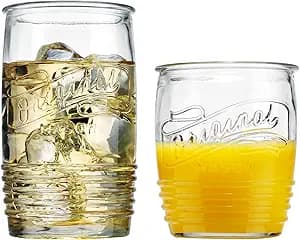 Glaver's Original Mason Set of 8 Drinking Glasses 4-20 Oz Highball Glasses, and 4-13 Oz Whiskey Glass Cups For Everyday Home Use Water, Beer, Juice, Cocktail.