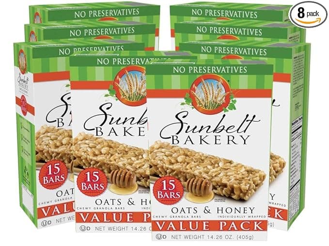 Sunbelt Bakery Oats &amp; Honey Chewy Granola Bars, 120-1.0 OZ Bars (8 Boxes)