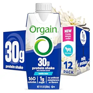 Orgain 30g High Protein Shake, Dairy Isolate Milk Protein, Vanilla Bean, 5g BCAAs, 1g Sugar per Serving, Meal Replacement, Ready to Drink, Keto Friendly, Gluten-Free, 11 Fl Oz, 12 Bottles