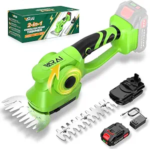 2-in-1 600W 21V Battery-Operated Trimmer, Green