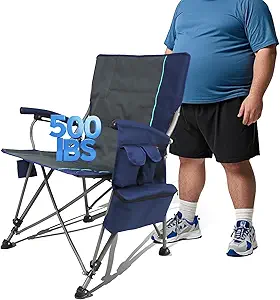 Heated Camping Chairs Adults Folding: Oversized Foldable Outdoor Chair for Outsides with Cup Holder – Heavy Duty Heating Portable Chair Sports Fishing Soccer Lawn Camping Furniture (Blue, Oversized)