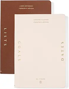 Fringe Sudio Non-Dated Planner & Journal Set "EXECUTIVE", 6.25” W x 8.75 H x 1.5” D, 200 pages each, FSC-certified paper, Signature Edition Collection (7782BX001)