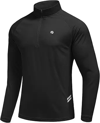 PINSPARK Men's Lightweight Quarter Zip Golf Pullover Sweatshirts | Lightweight athletic pullover, moisture wicking performance long sleeve with UV protection for tennis, golf, gym & running